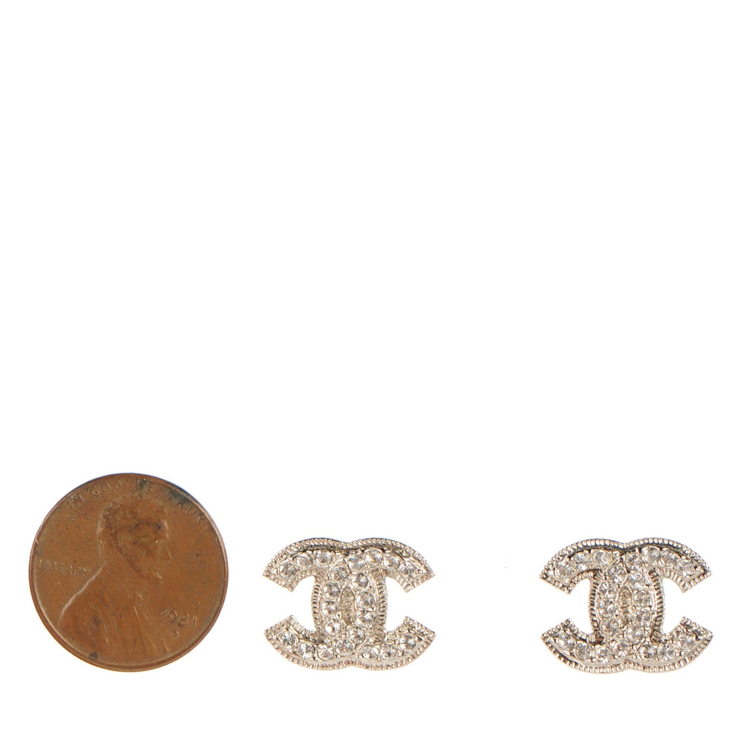 Chanel Crystal CC Earrings Silver 2 of 5