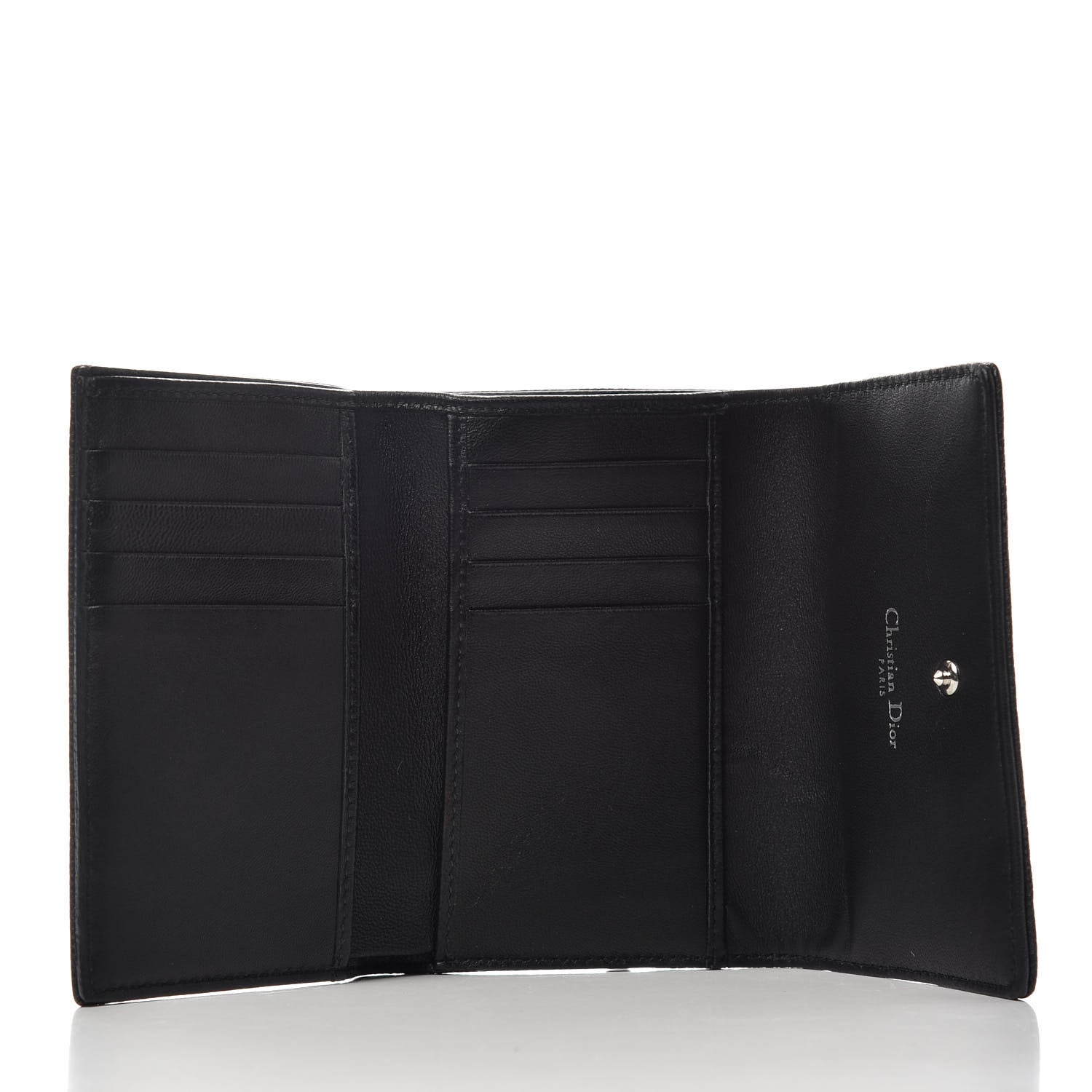 Christian Dior Grained Calfskin Cannage Diorama Elancee Wallet Black 5 of 6