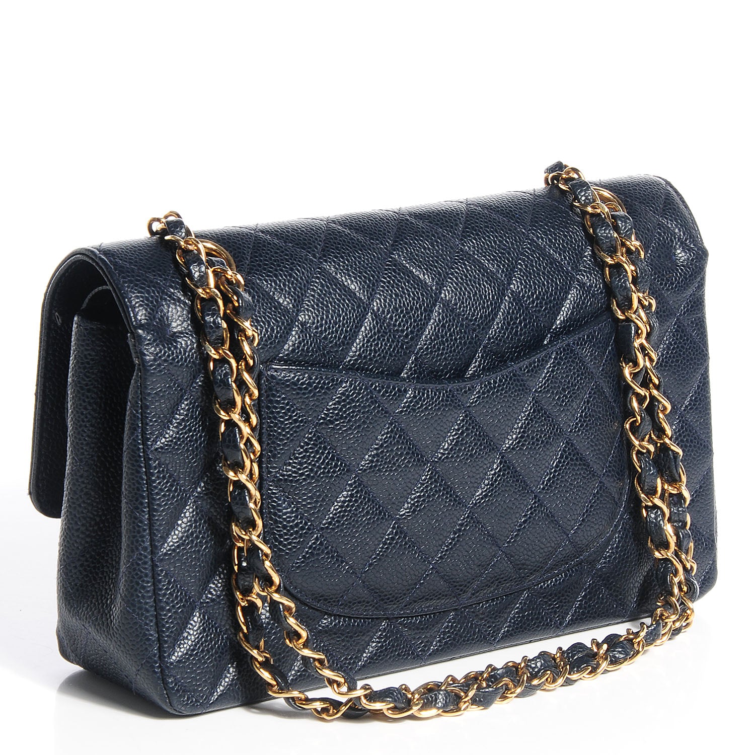 Chanel Caviar Medium Double Flap Navy Blue 3 of 8