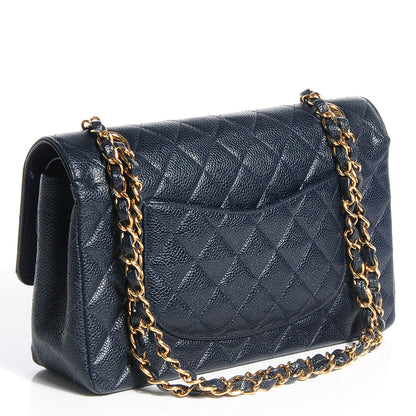 Chanel Caviar Medium Double Flap Navy Blue 3 of 8