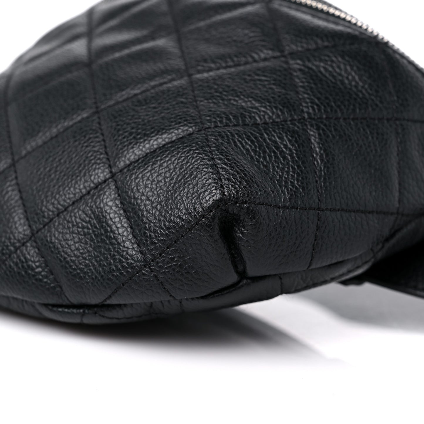 Grained Calfskin Quilted Waist Belt Bag Black