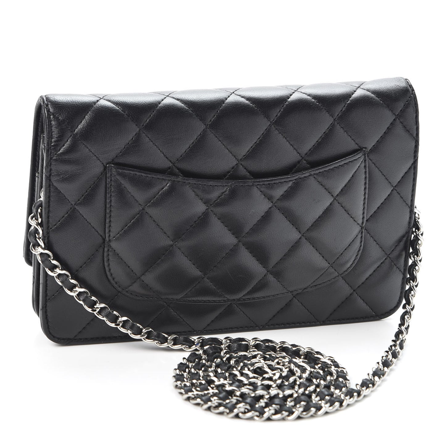 Lambskin Quilted Wallet On Chain WOC Black