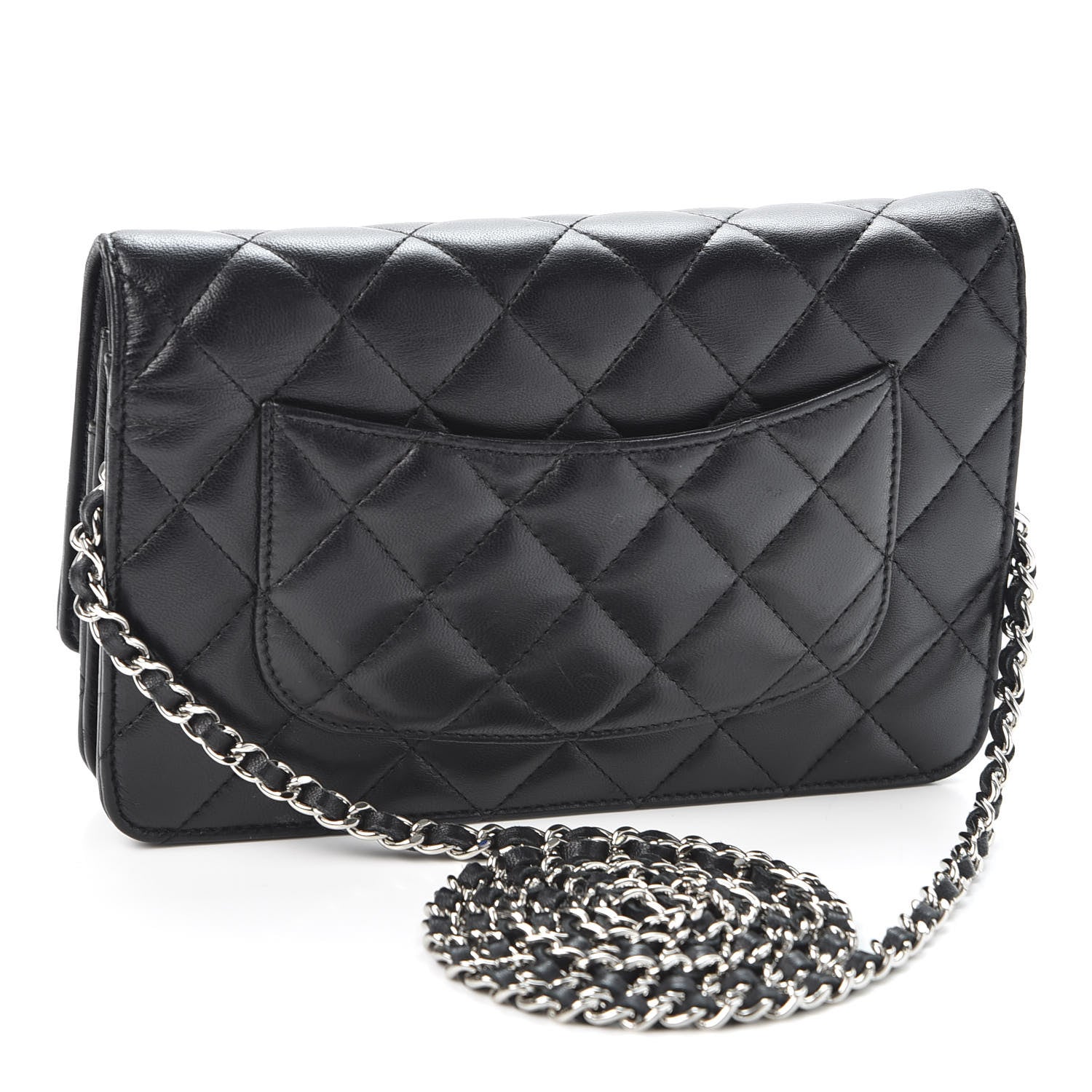 Chanel Lambskin Quilted Wallet On Chain WOC Black 2 of 10