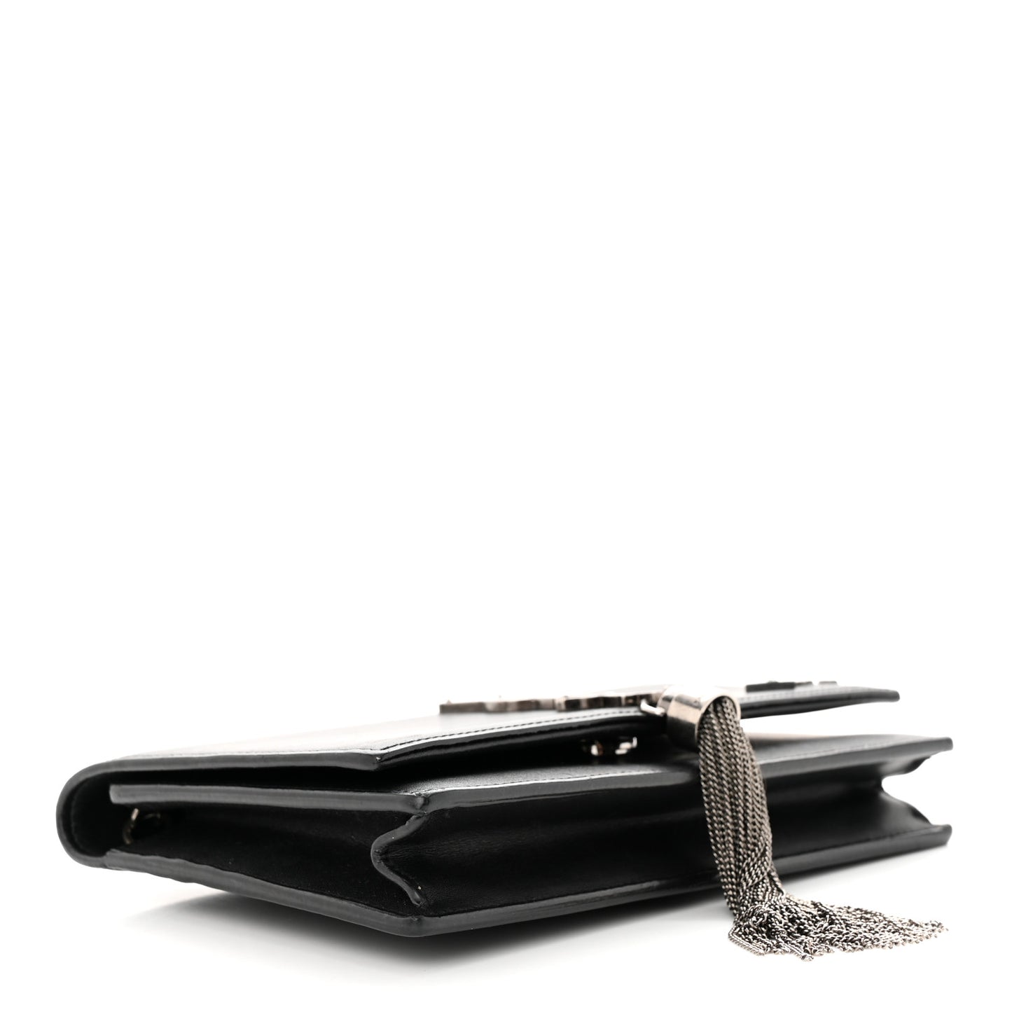 Smooth Calfskin Classic Monogram Pins Kate Tassel Chain Wallet Black