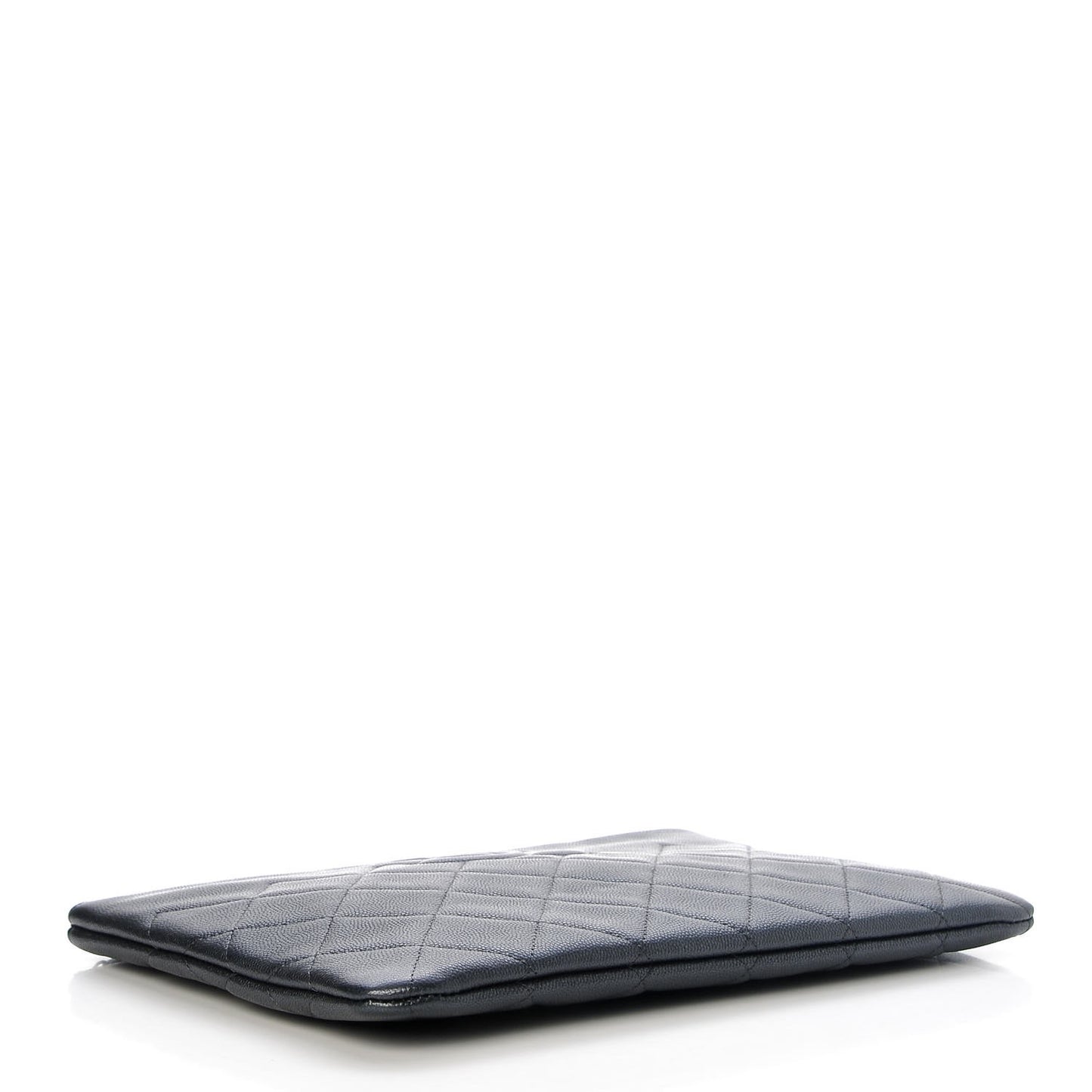 Metallic Caviar Quilted Medium Maxi CC Cosmetic Case Black