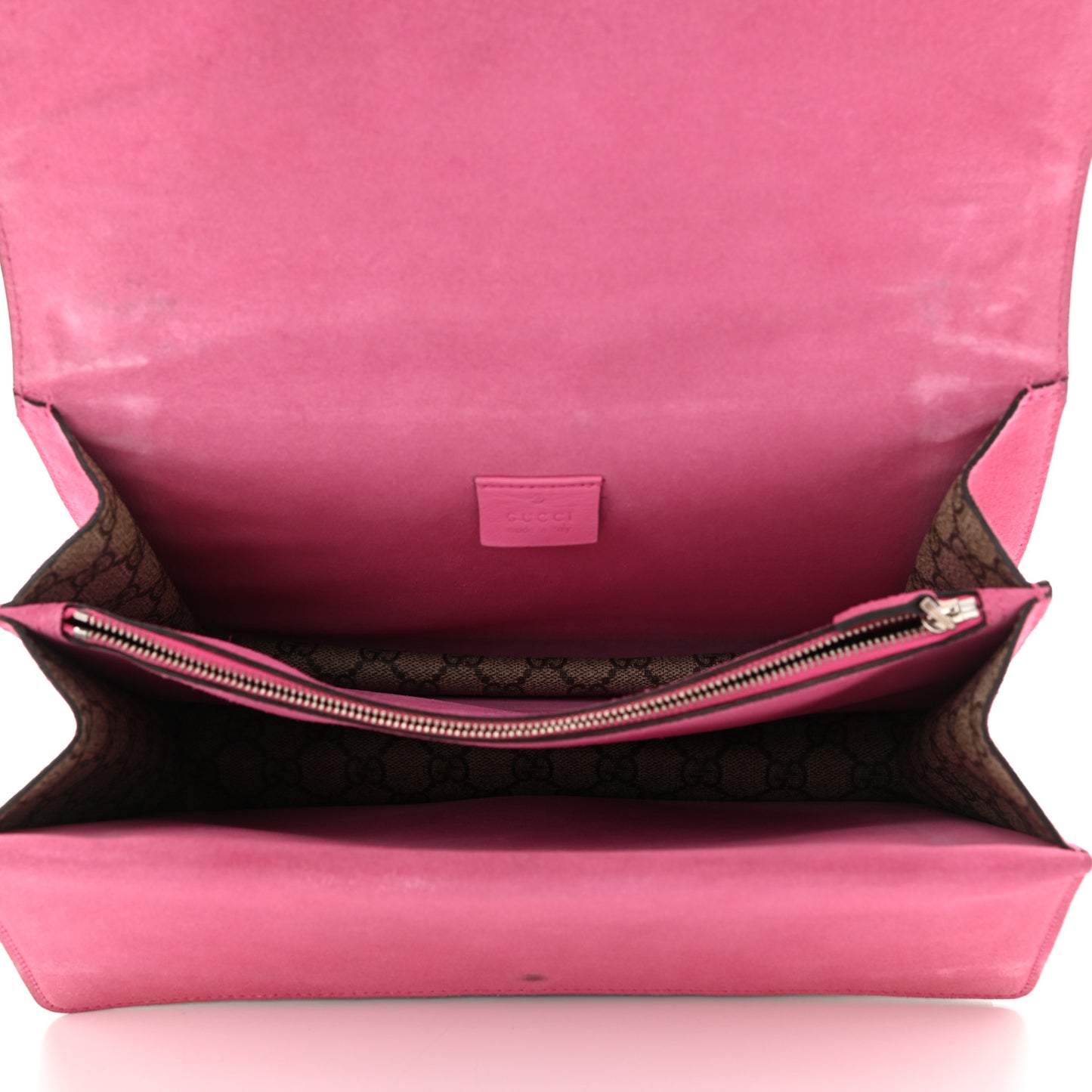 GG Supreme Monogram Suede Pierced Heart Embroidered Medium Dionysus Shoulder Bag Beige Ebony Pink Tropical Flower
