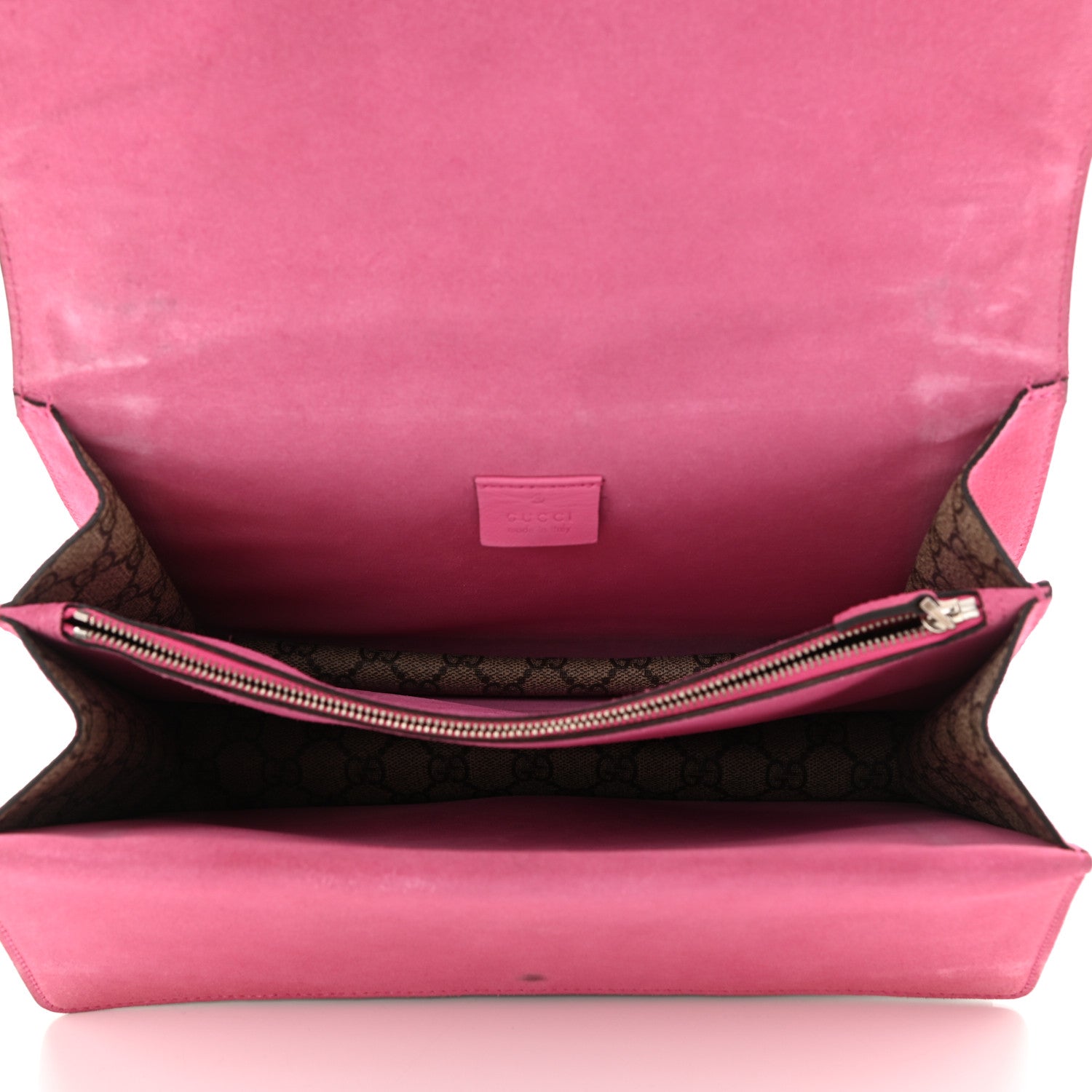 Gucci GG Supreme Monogram Suede Pierced Heart Embroidered Medium Dionysus Shoulder Bag Beige Ebony Pink Tropical Flower 5 of 18