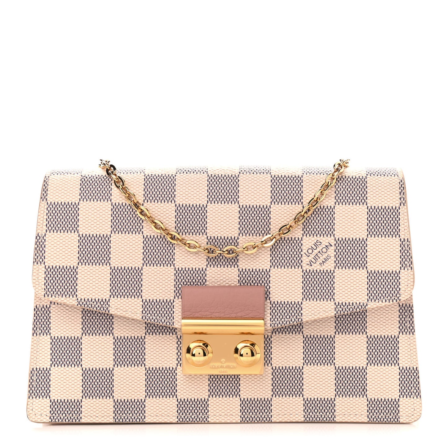Damier Azur Croisette Chain Wallet Rose Ballerine