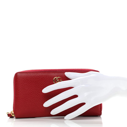 Gucci Dollar Calfskin GG Marmont Zip Around Wallet Hibiscus Red 2 of 9