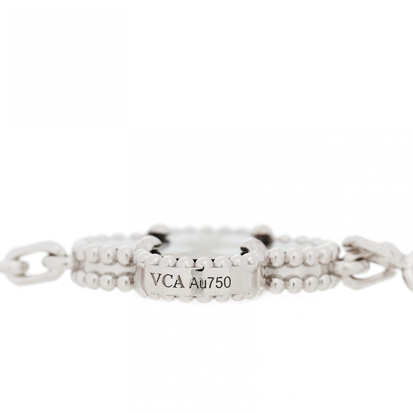 18K White Gold Grey Mother of Pearl 5 Motifs Vintage Alhambra Bracelet
