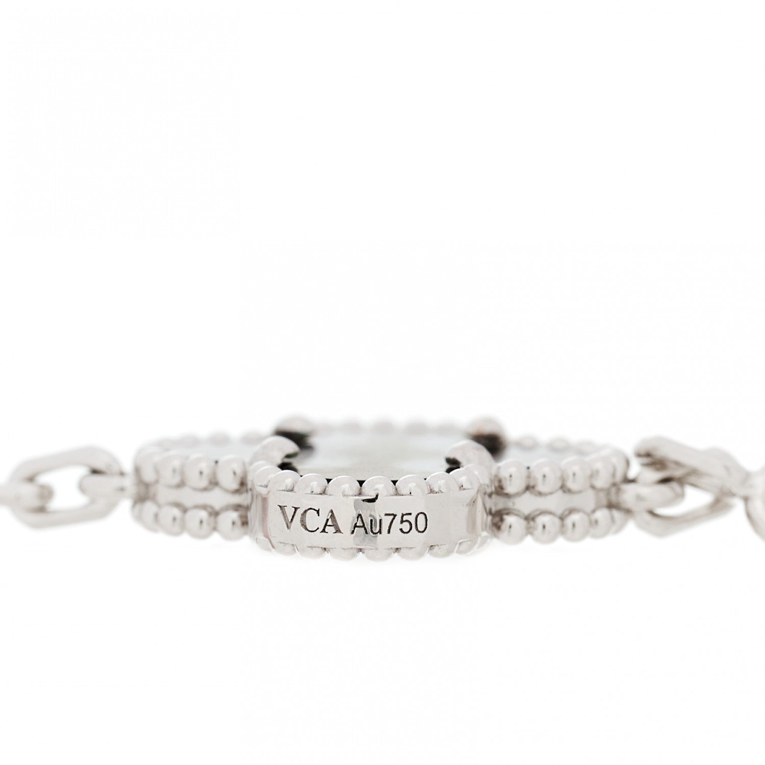 Van Cleef & Arpels 18K White Gold Grey Mother of Pearl 5 Motifs Vintage Alhambra Bracelet 4 of 7