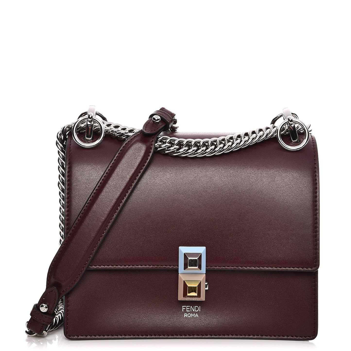 Vitello Liberty Studded Small Kan I Shoulder Bag Bordeaux Multicolor
