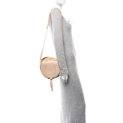 Chloe Raffia Small Grain Calfskin Small Marcie Basket Crossbody Blush Nude 2 of 9
