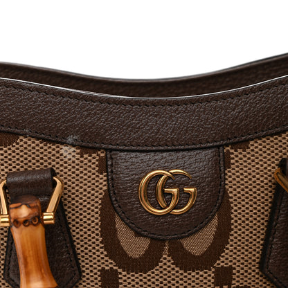 Gucci Monogram Jumbo GG Textured Dollar Calfskin Small Diana Tote Bag Camel Ebony New Acero 11 of 11