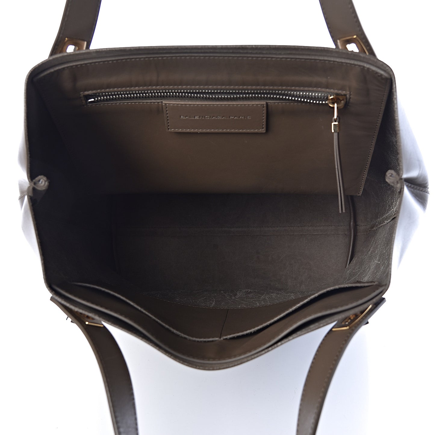 Calfskin Pocket Tote M Khaki and Black