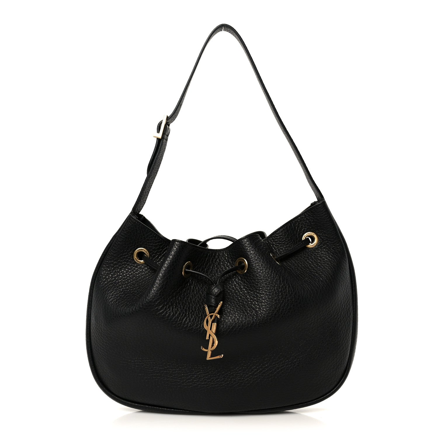 Saint Laurent Grained Deerskin Paris VII Small Flat Hobo Black 1 of 12