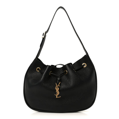 Saint Laurent Grained Deerskin Paris VII Small Flat Hobo Black 1 of 12