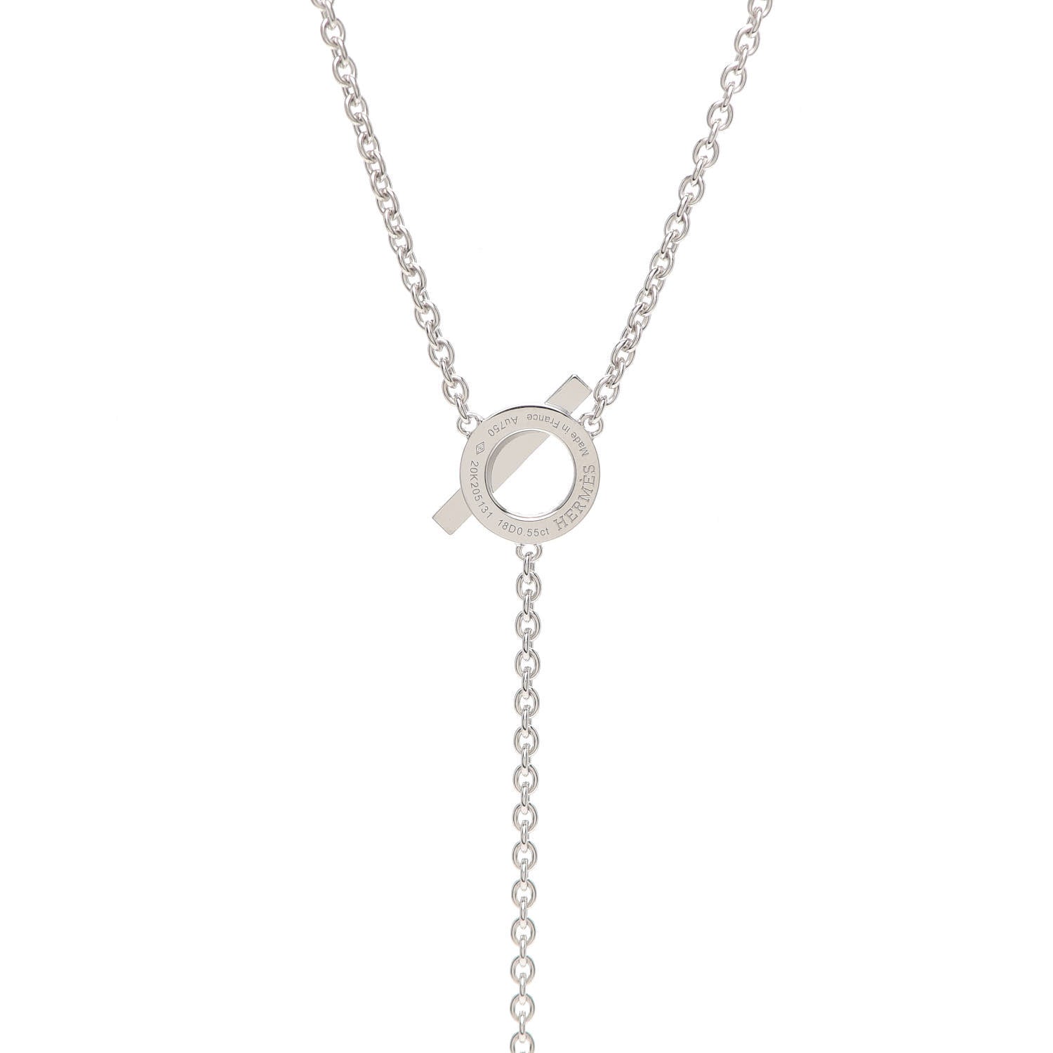 Hermes 18K White Gold Diamond Finesse Lariat Necklace 4 of 5