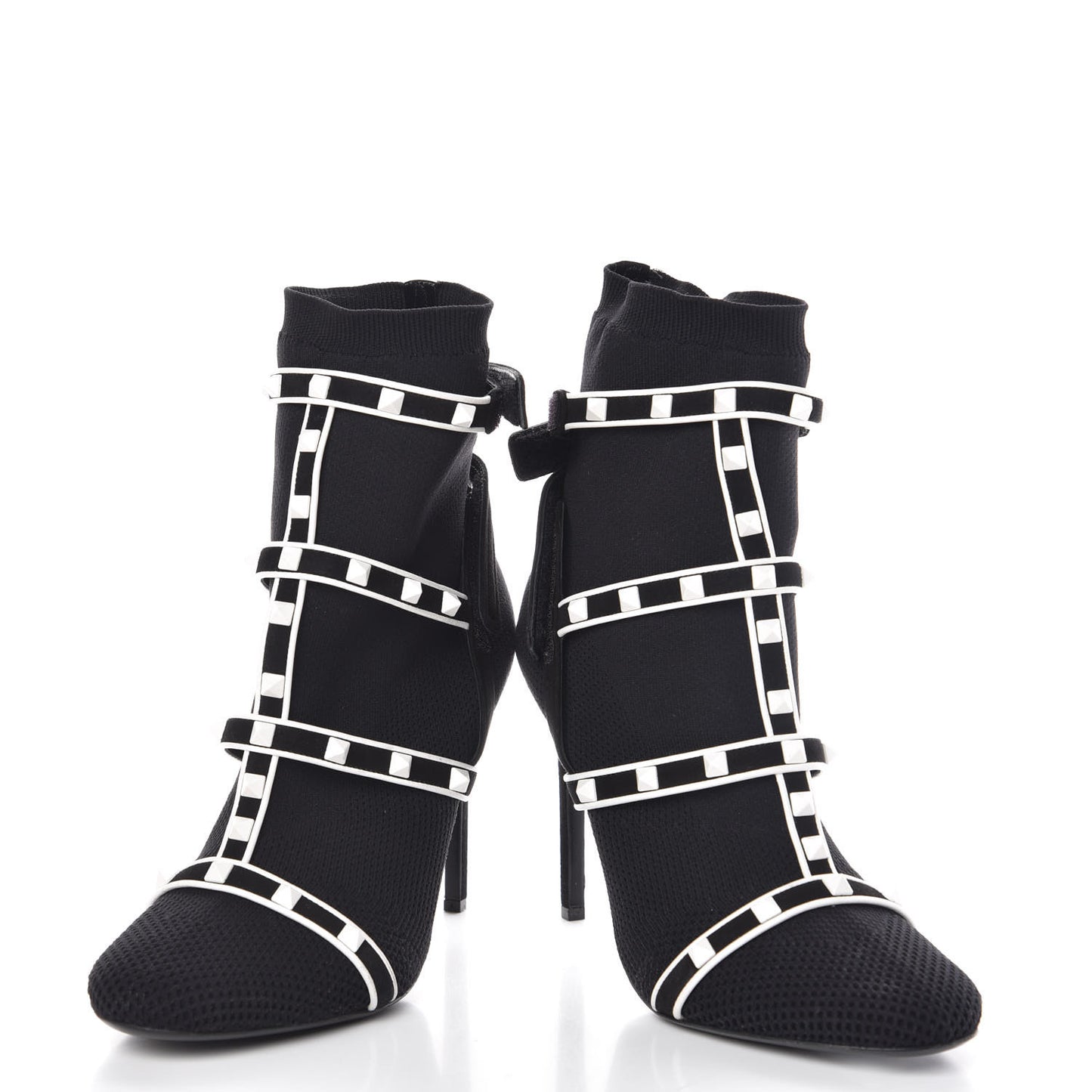Knit Suede Free Rockstud Bodytech 105mm Ankle Boots 39.5 Black Optic White
