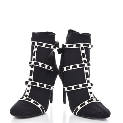 Valentino Garavani Knit Suede Free Rockstud Bodytech 105mm Ankle Boots 39.5 Black Optic White 6 of 15