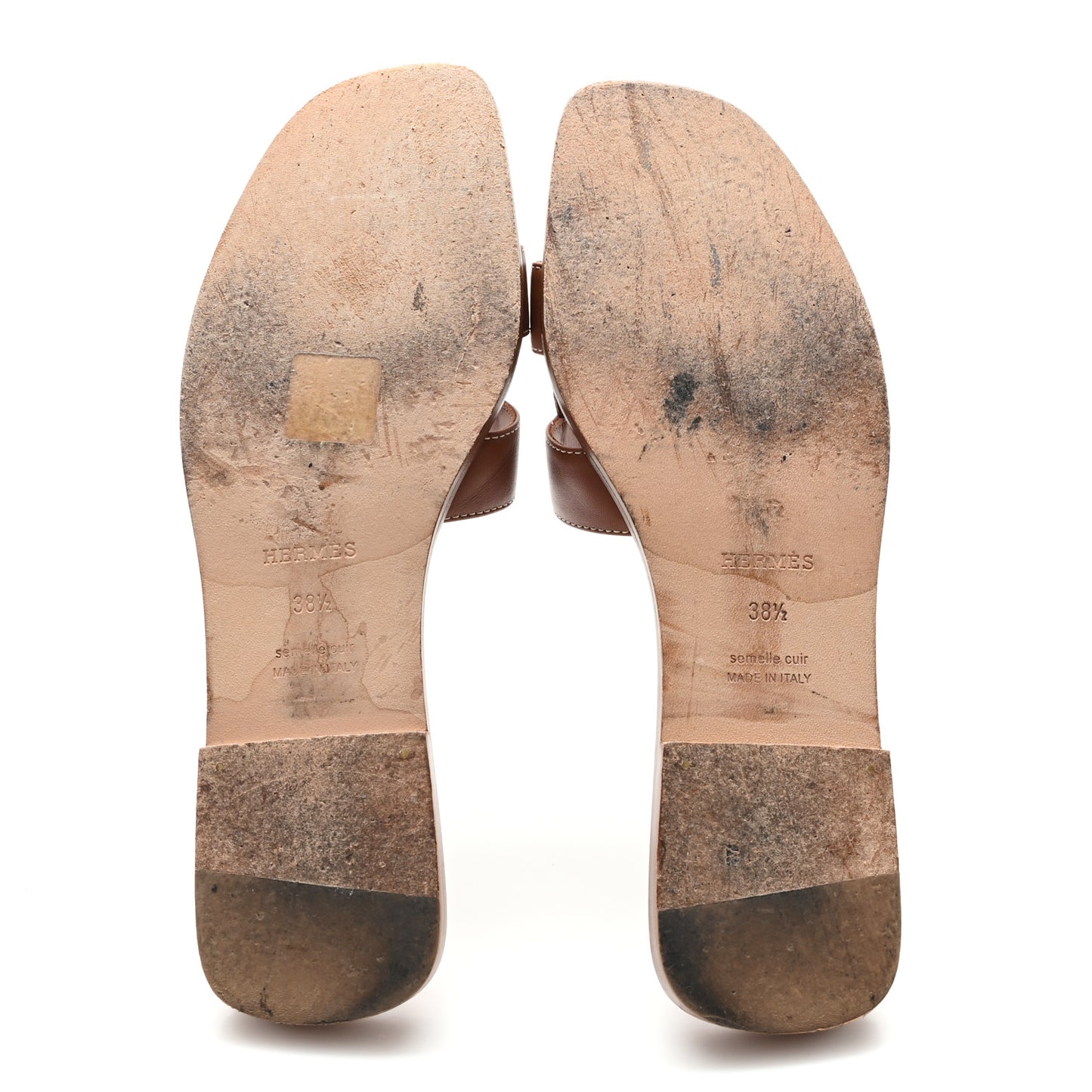 Box Calfskin Oran Sandals 38.5 Gold