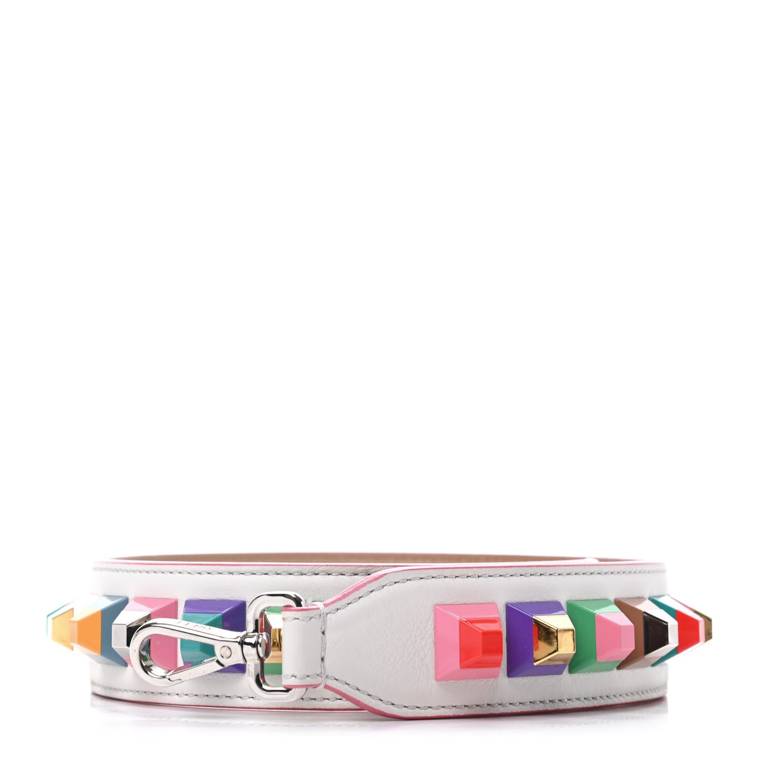 Fendi Vitello Dolce Plexiglass Bi-Color Studded Strap You White Ice Cuoio Multicolor 1 of 3