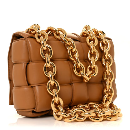 Bottega Veneta Lambskin Maxi Intreccio Padded Chain Cassette Crossbody Bag Caramel 3 of 8