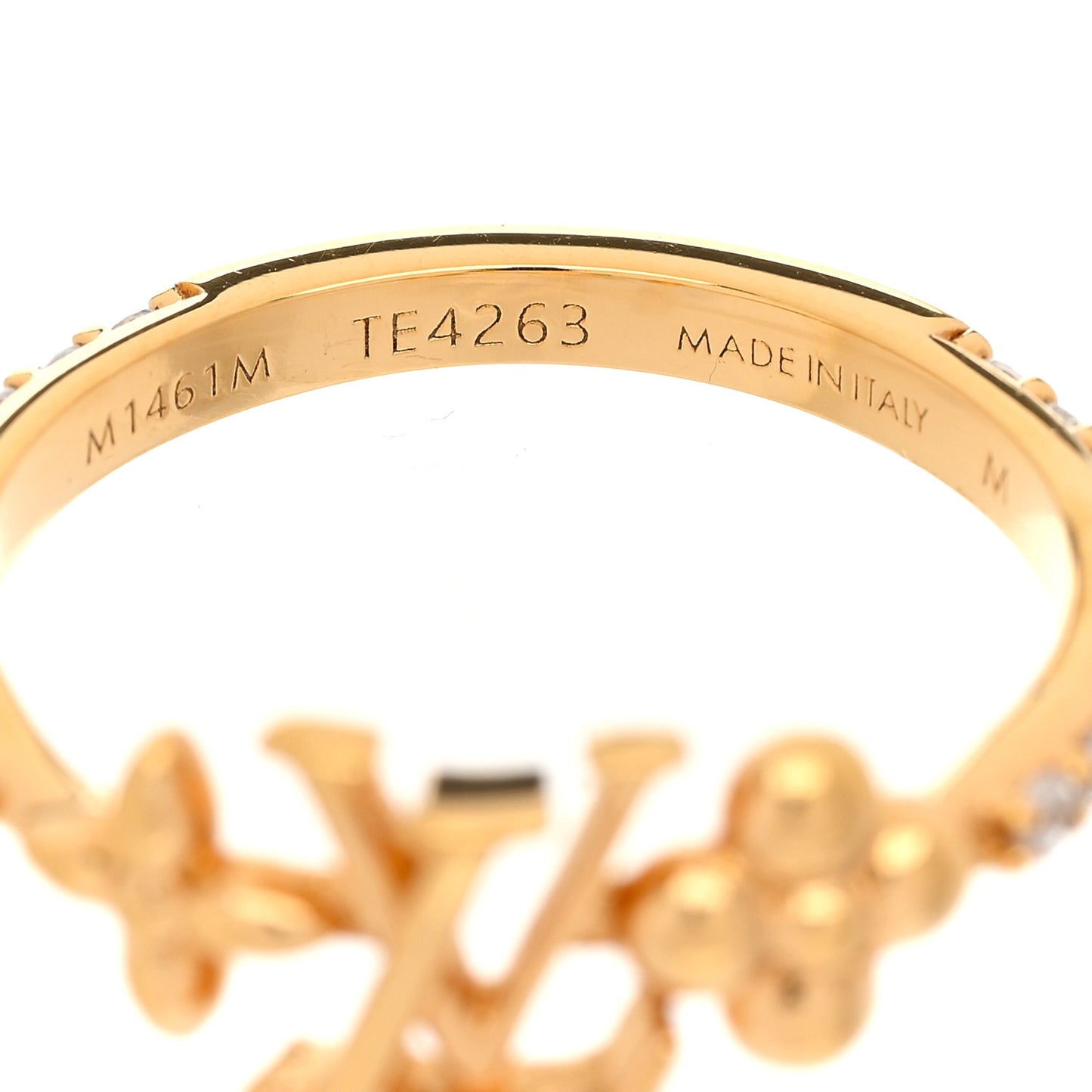 Metal Crystal LV Iconic Flower Ring M 53 6.5 Gold