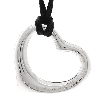Tiffany Sterling Silver Diamond Elsa Peretti Open Heart Pendant Cord Necklace 5 of 5