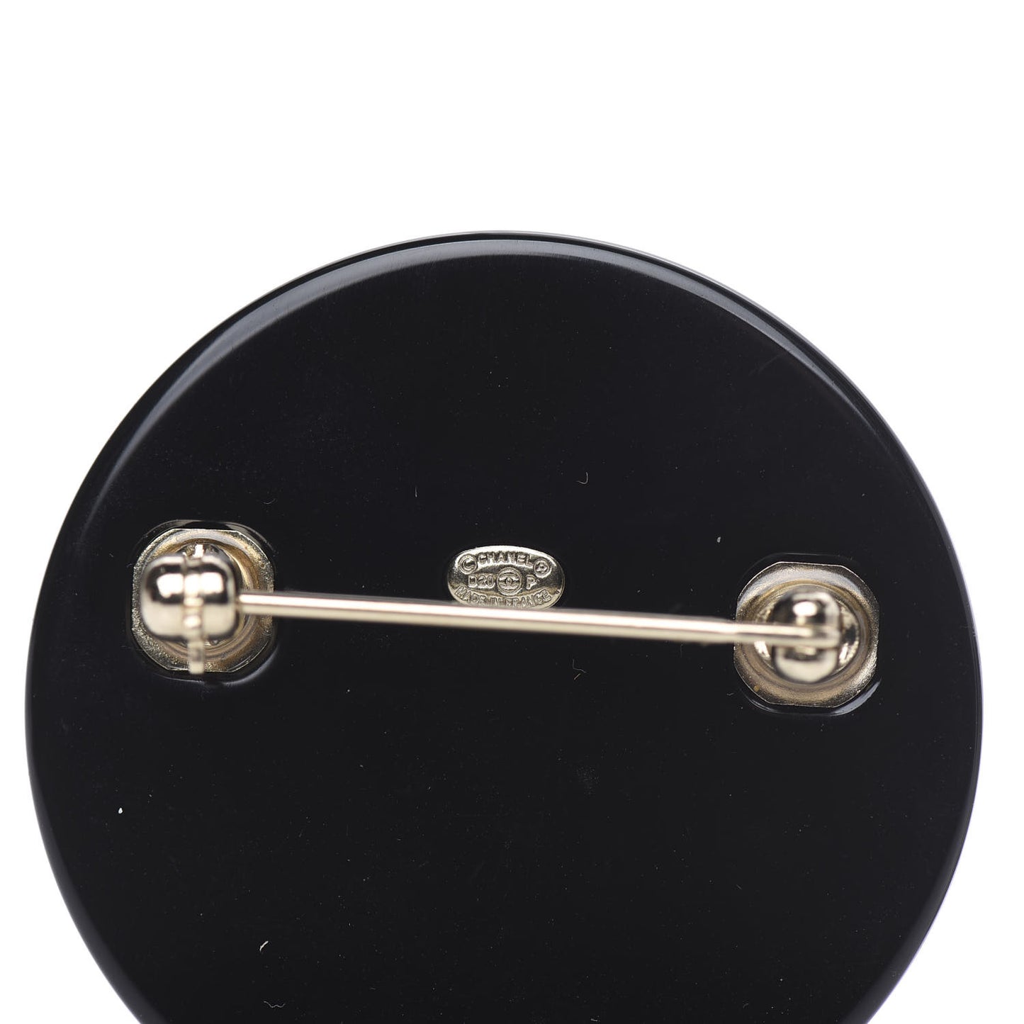 Resin Pearl Metal CC Record Brooch Gold Black Pink Pearly White