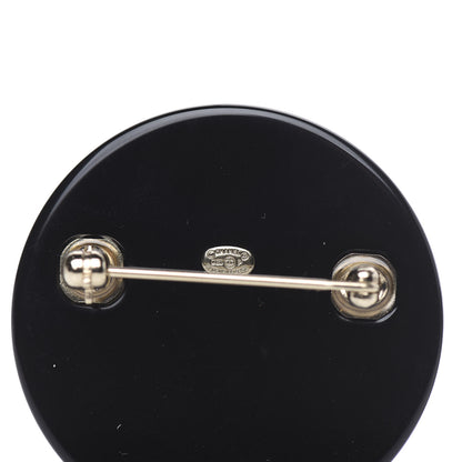 Chanel Resin Pearl Metal CC Record Brooch Gold Black Pink Pearly White 3 of 3