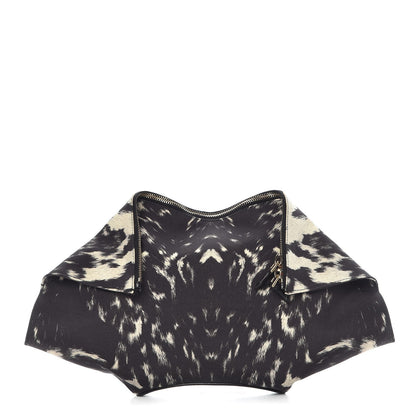 Alexander McQueen Silk Pony Print De Manta Clutch Black 1 of 9