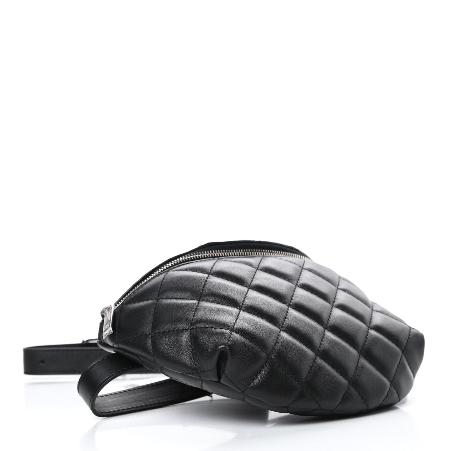 Lambskin Quilted Waist Belt Bag Black