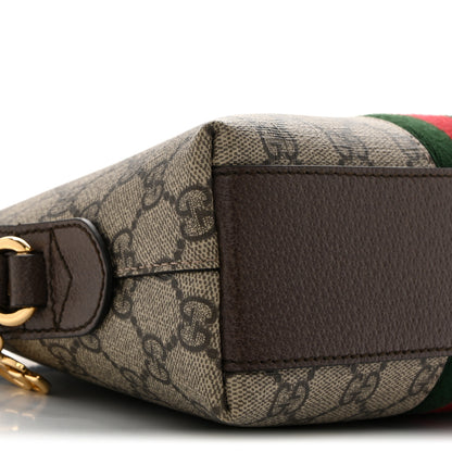 Gucci GG Supreme Monogram Textured Dollar Calfskin Web Small Ophidia Dome Shoulder Bag Beige Ebony New Acero 9 of 14