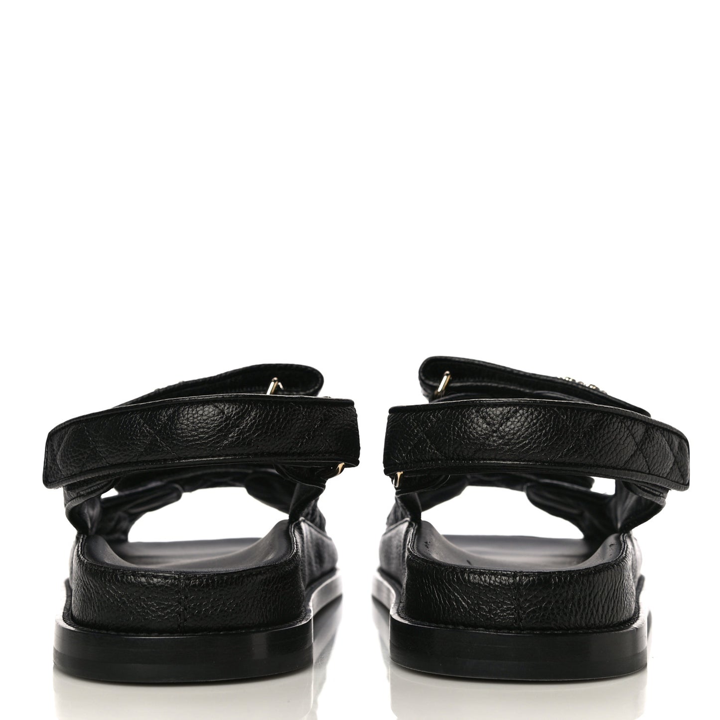 Grained Calfskin Velcro Dad Sandals 40 Black
