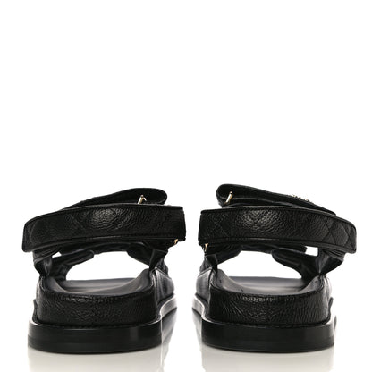 Chanel Grained Calfskin Velcro Dad Sandals 40 Black 6 of 13