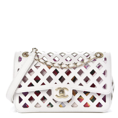 Chanel Lambskin Small Sea Through Flap White Multicolor 1 of 12