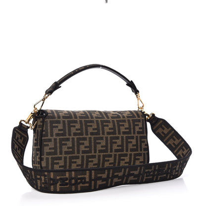 Fendi Fabric Jacquard FF 1974 Medium Baguette Tobacco Moro Black 3 of 12