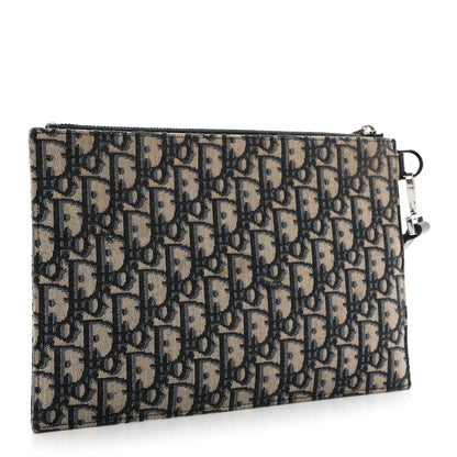 Christian Dior Oblique A4 Flat Pouch Clutch Blue 3 of 10