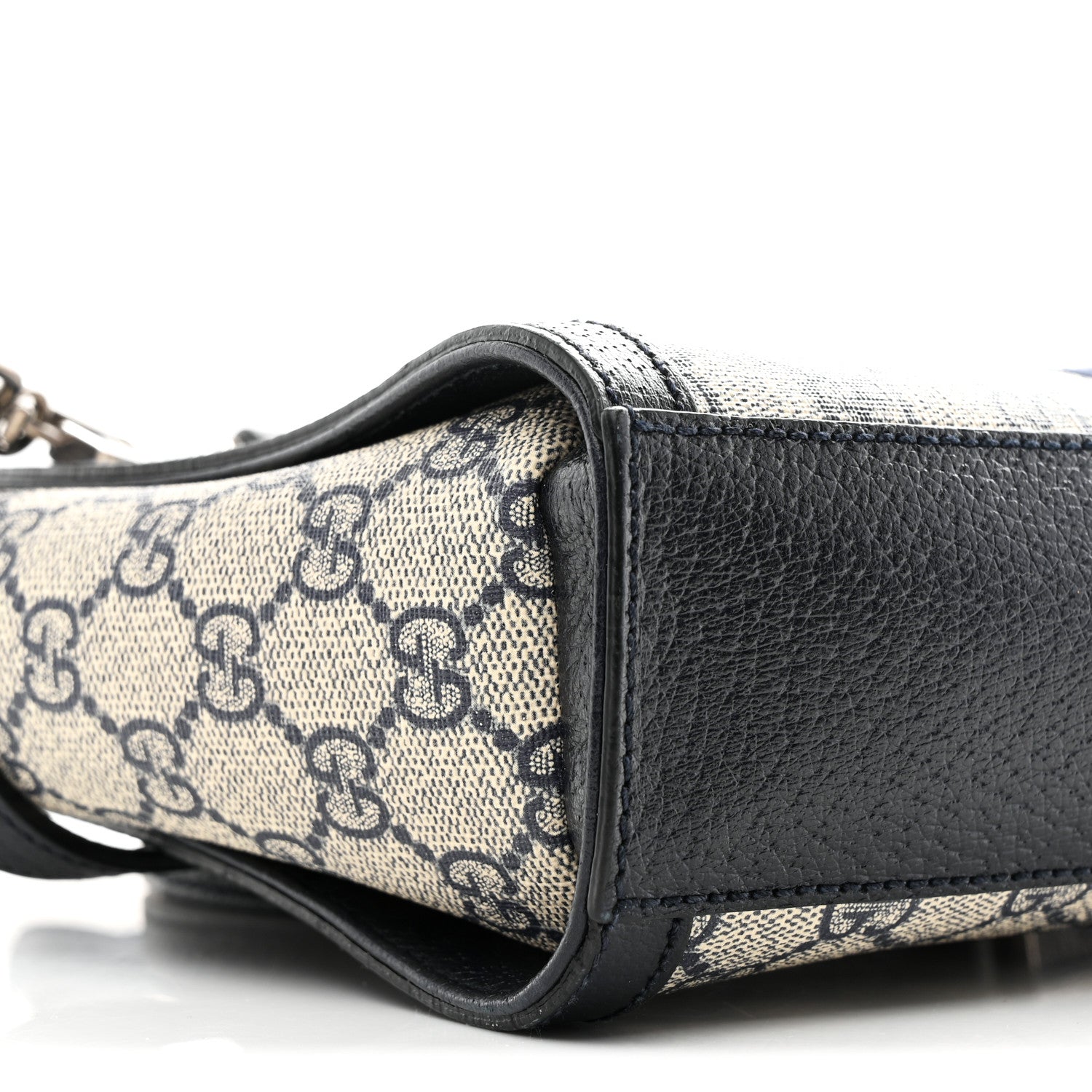Gucci GG Supreme Monogram Textured Dollar Calfskin Web Small Ophidia Tote Bag Beige Blue 9 of 10