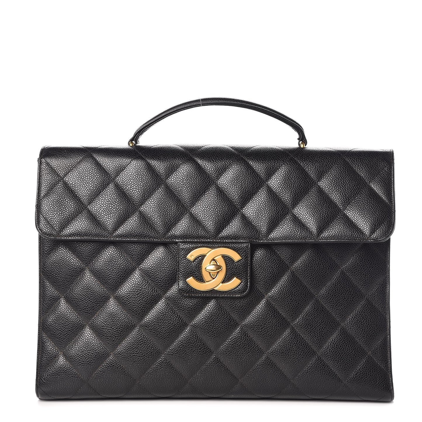 Caviar Quilted Briefcase Laptop Bag Black