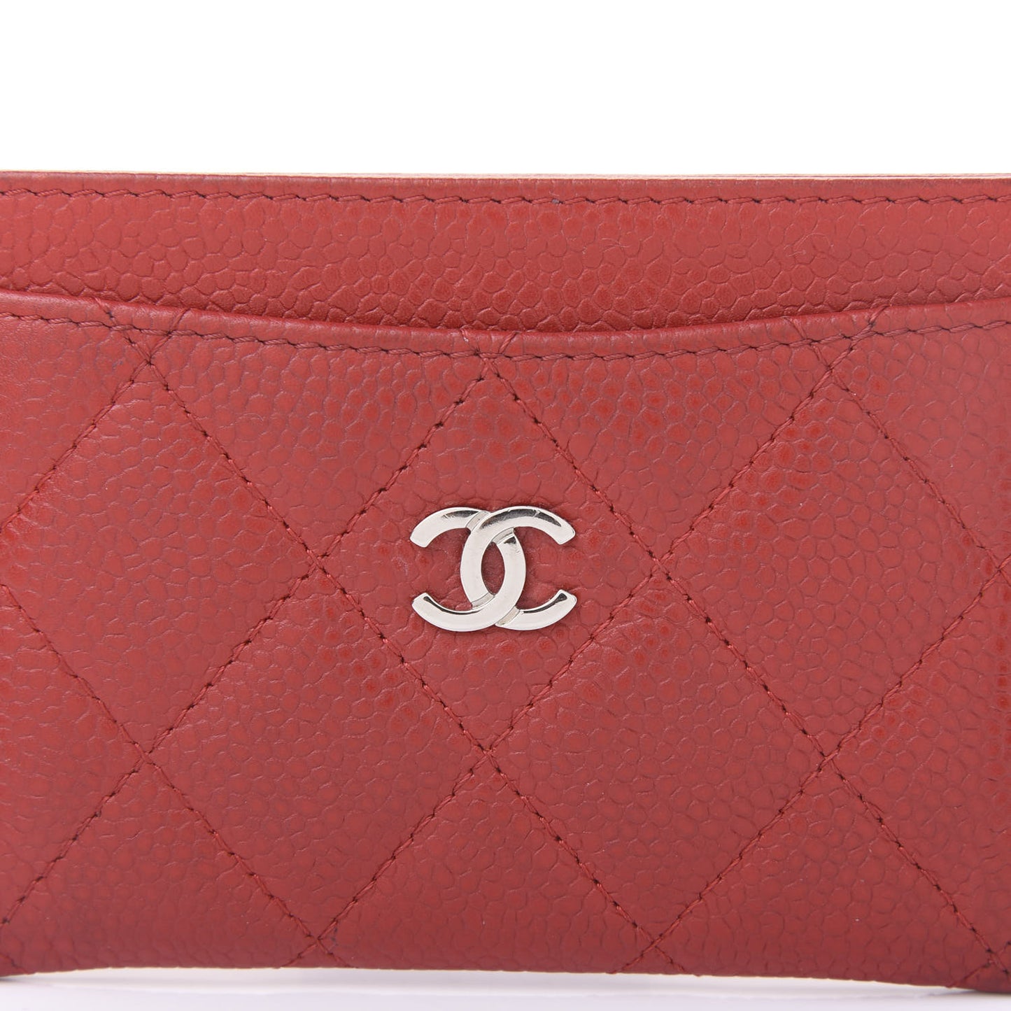 Caviar Quilted Card Holder Red