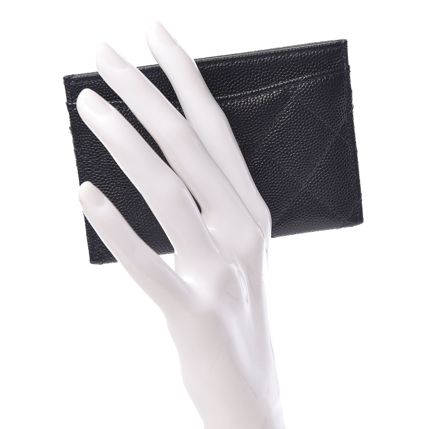 Caviar Quilted Card Holder Navy