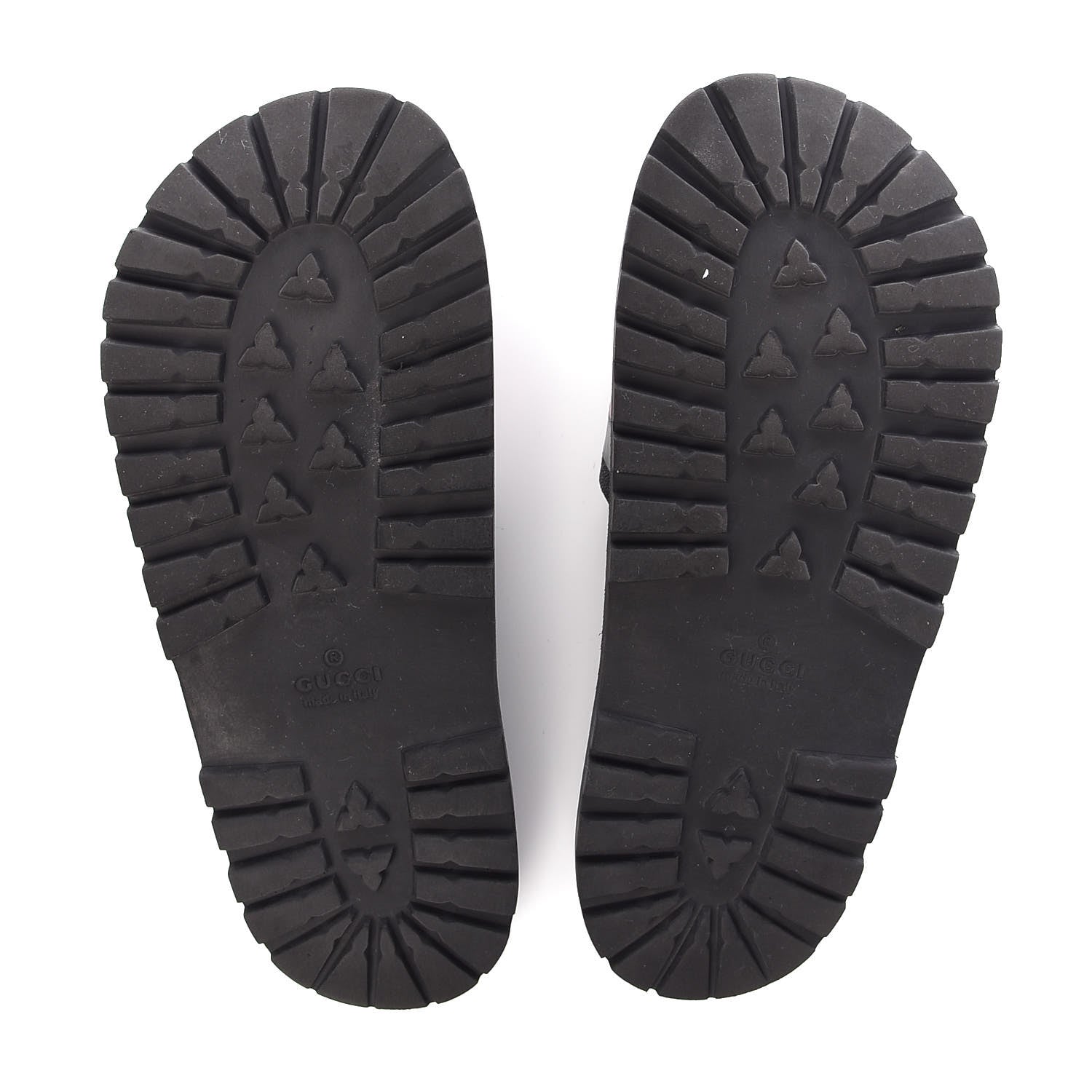 Gucci Rubber Web Mens Lug Sole Slide Sandals 5 Black Green Red 7 of 16