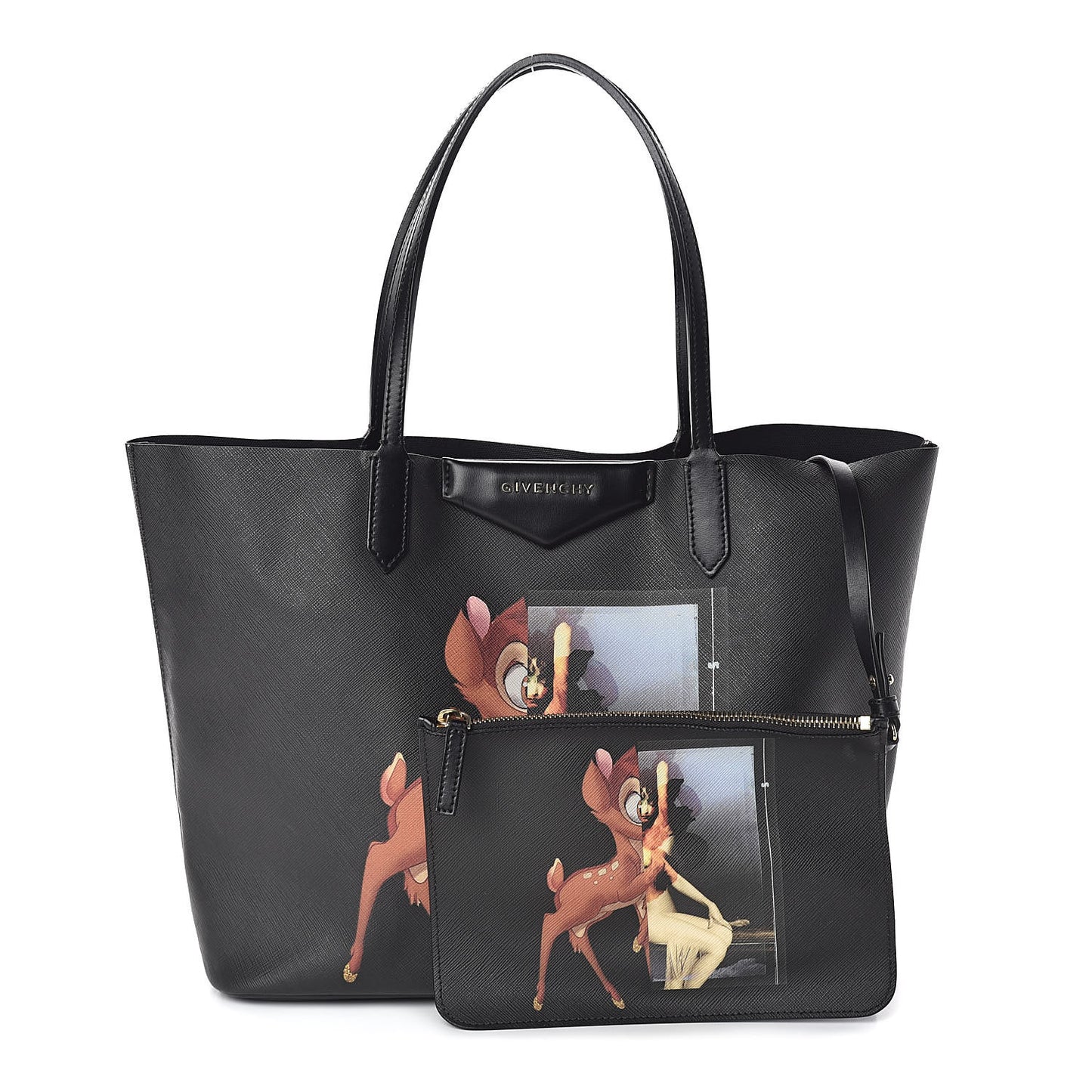 Textured Coated Canvas Bambi Print Medium Antigona Tote