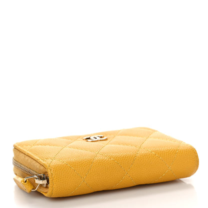 Chanel Caviar Quilted Zip Coin Purse Yellow 4 of 10