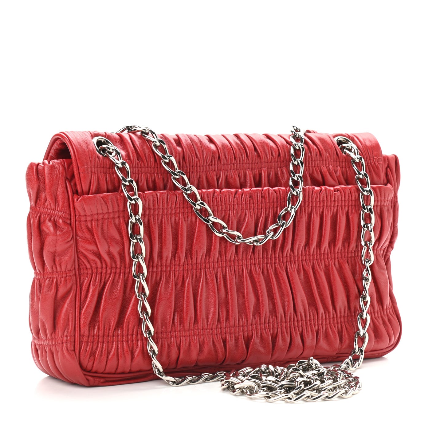 Nappa Gaufre Medium Sound Flap Shoulder Bag Black