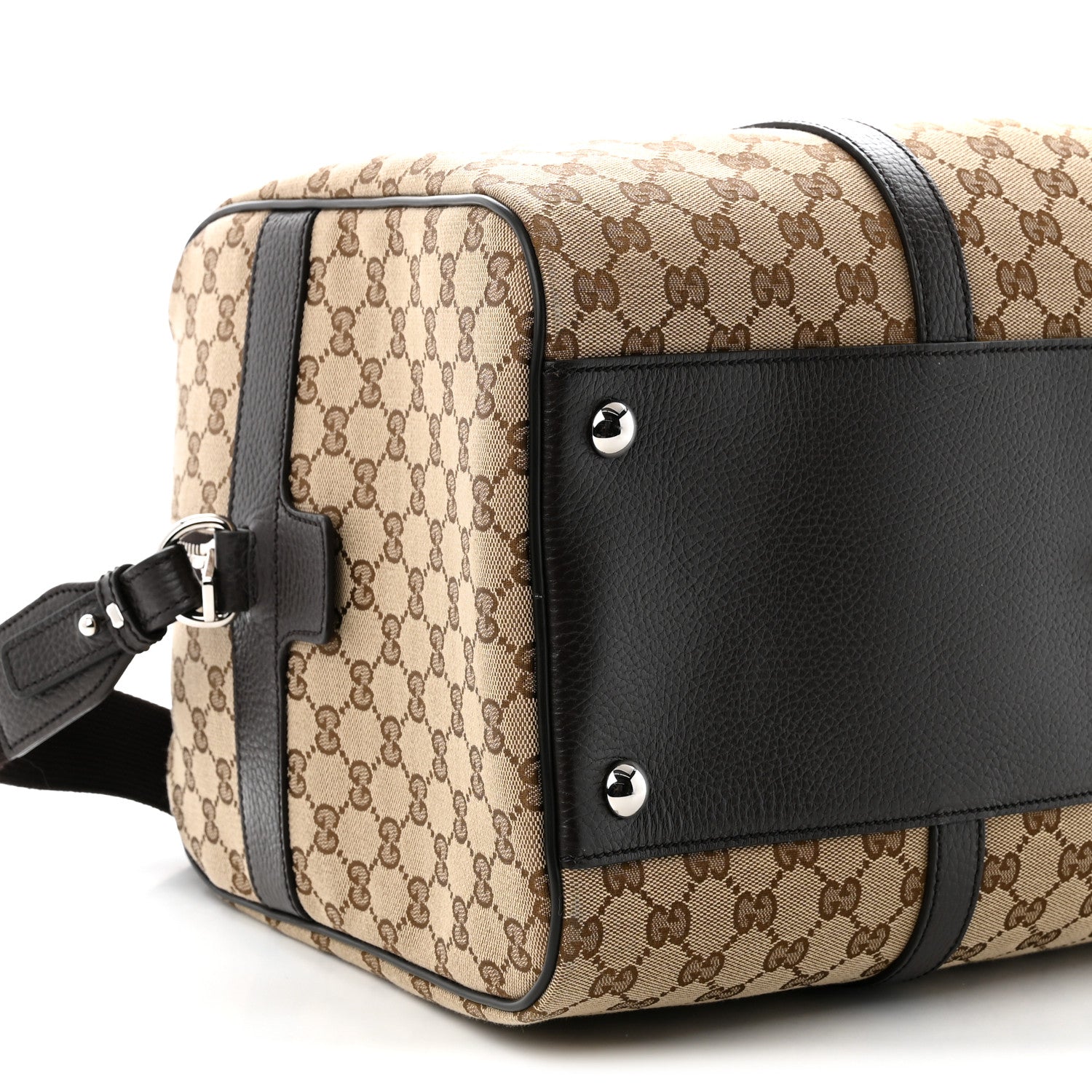 Gucci Monogram Dollar Calfskin Boston Duffle Bag Beige Ebony Testa di Moro Marrone Scuro 9 of 10