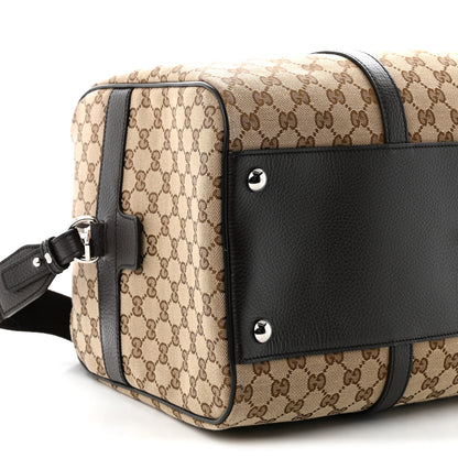 Gucci Monogram Dollar Calfskin Boston Duffle Bag Beige Ebony Testa di Moro Marrone Scuro 9 of 10