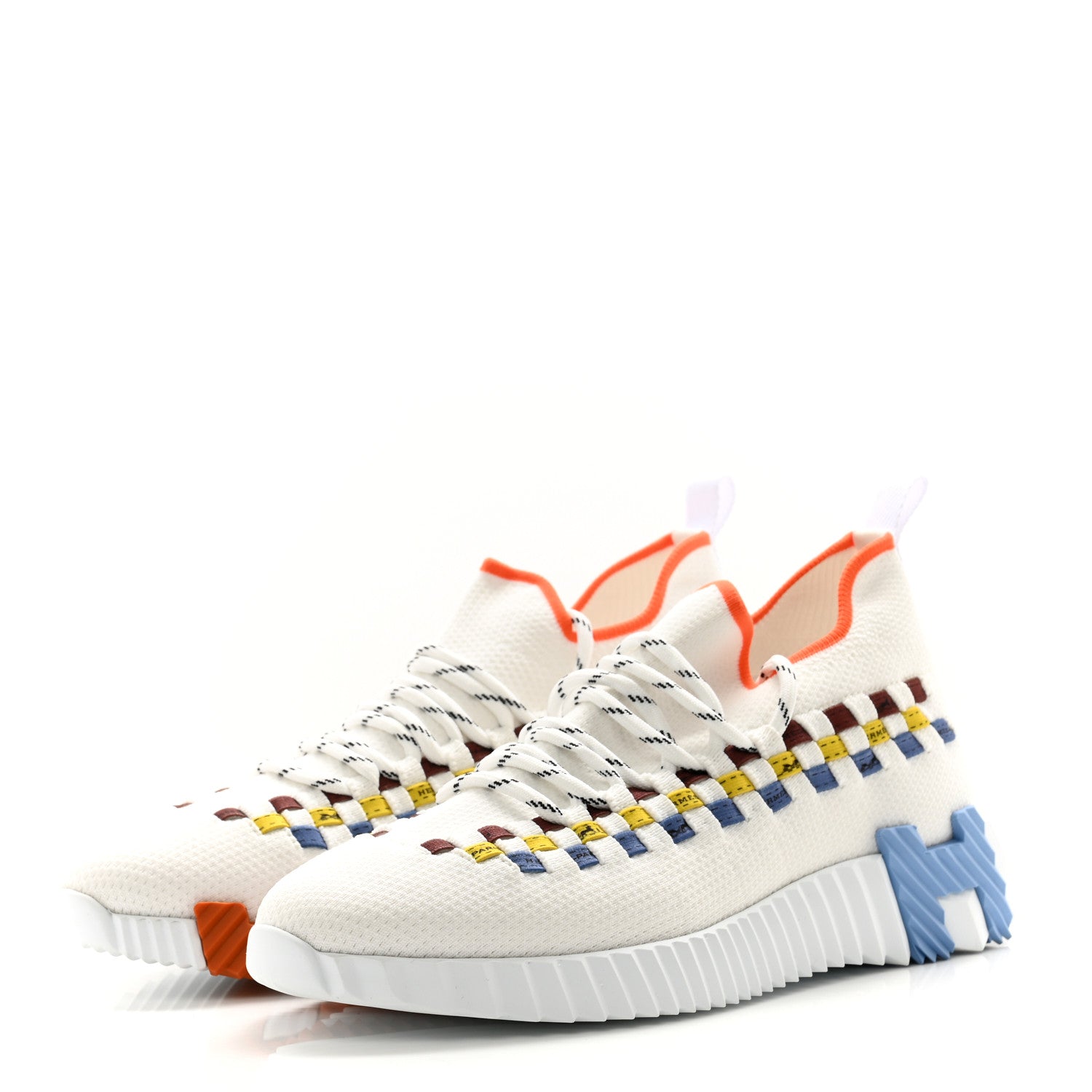Hermes Technical Canvas Womens Flex Slip-On Sneaker 36 Multicolor White 3 of 9